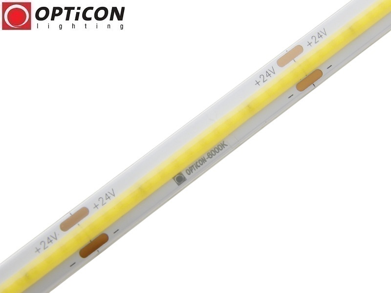 Taśma LED 24V COB 1600 SMD 8mm IP65 8W/m Biały Zimny 6000K OPTICON PREMIUM Taśma LED 24V COB 1600 SMD 8mm IP65 8W/m Biały Zimny 6000K OPTICON PREMIUM