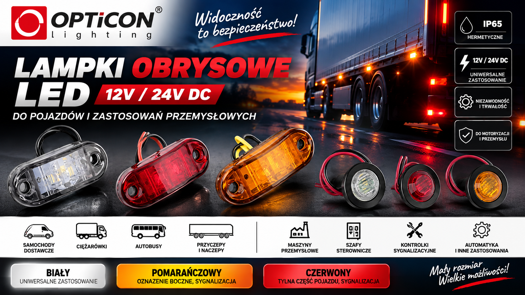 Lampki obrysowe Opticon – niezawodne oświetlenie dla motoryzacji i przemysłu 