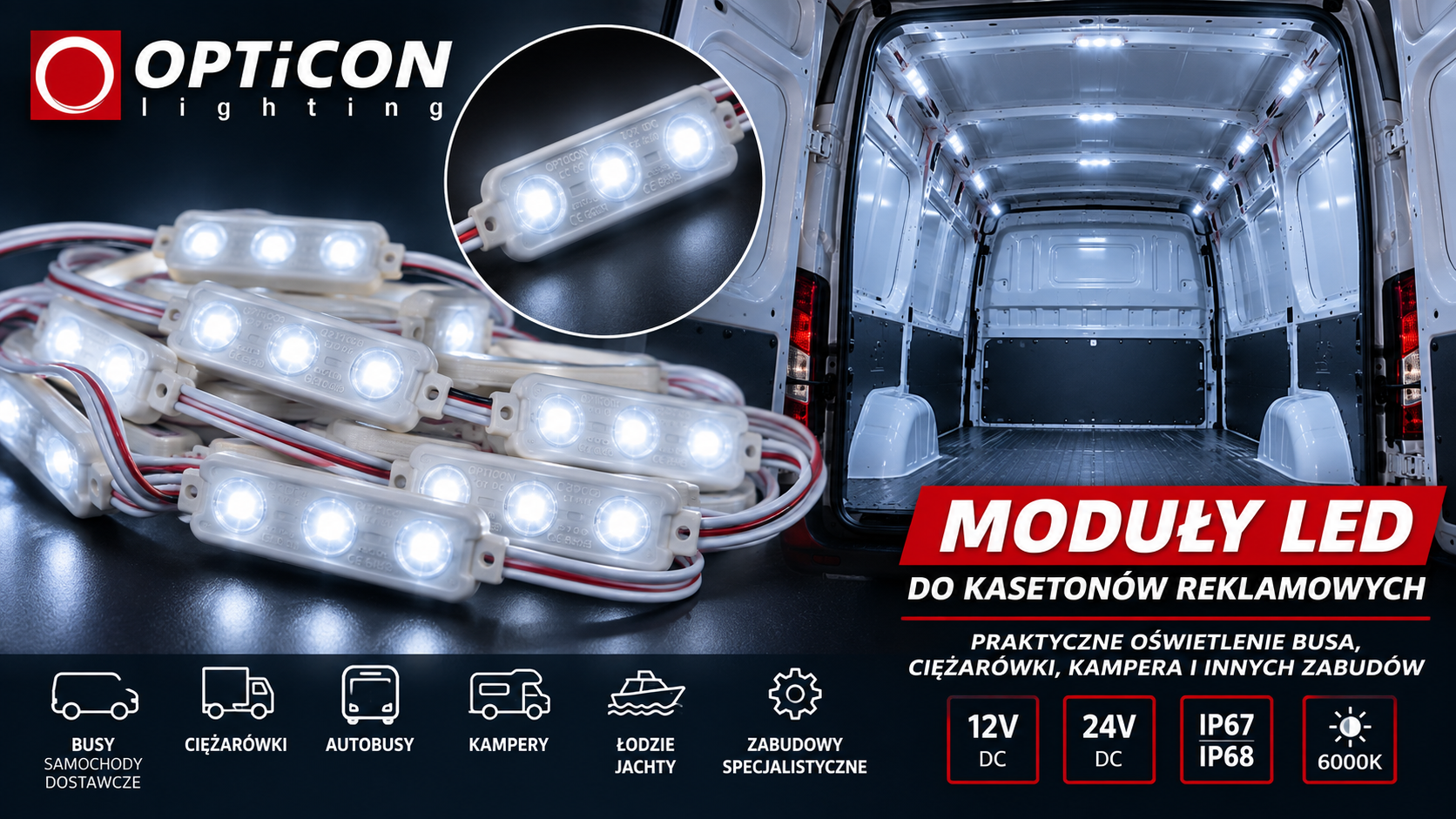Moduły LED do kasetonów jako oświetlenie busa, ciężarówki i zabudowy – praktyczne rozwiązanie. Moduły LED do kasetonów jako oświetlenie busa, ciężarówki i zabudowy – praktyczne rozwiązanie.