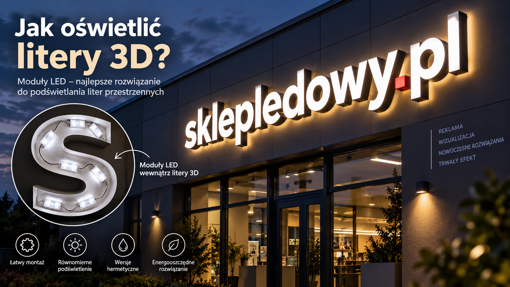 Jak oświetlić litery 3D? Moduły LED do liter przestrzennych – praktyczny poradnik Jak oświetlić litery 3D? Moduły LED do liter przestrzennych – praktyczny poradnik
